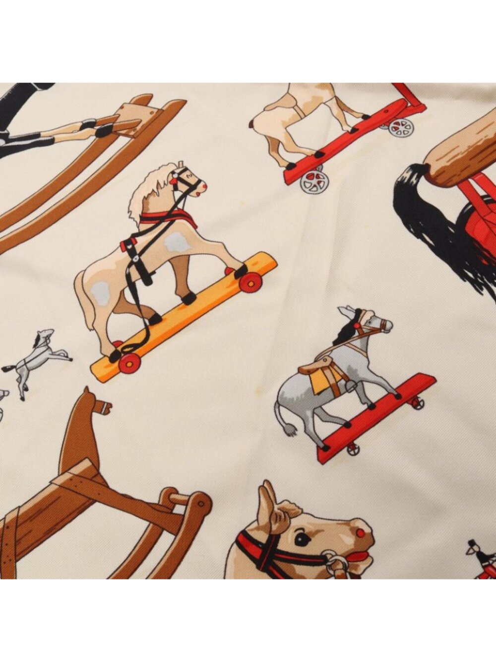 Hermes Scarf Carre 90 Raconte Moi le Cheval White Red Silk - Picture 7 of 7
